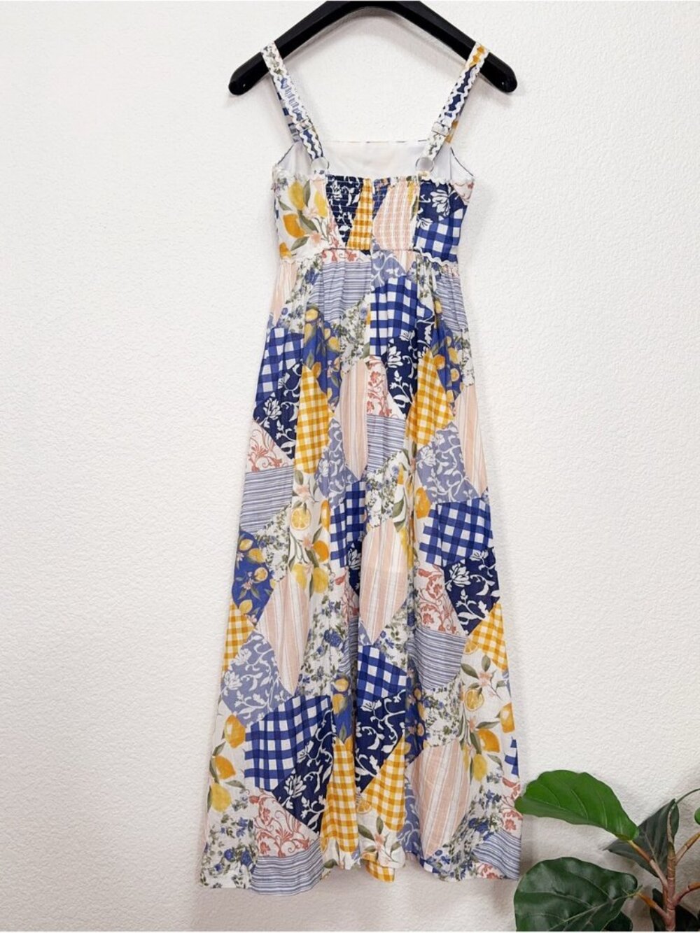 NWT Moon River Patchwork Print Cotton Midi Dress Off White Multi - Picture 6 of 6